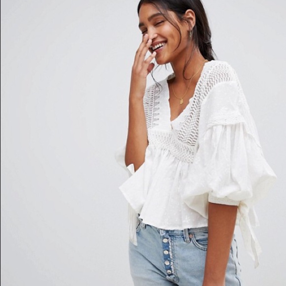 Free People Drive You Mad puff sleeve blouse - Picture 6 of 10